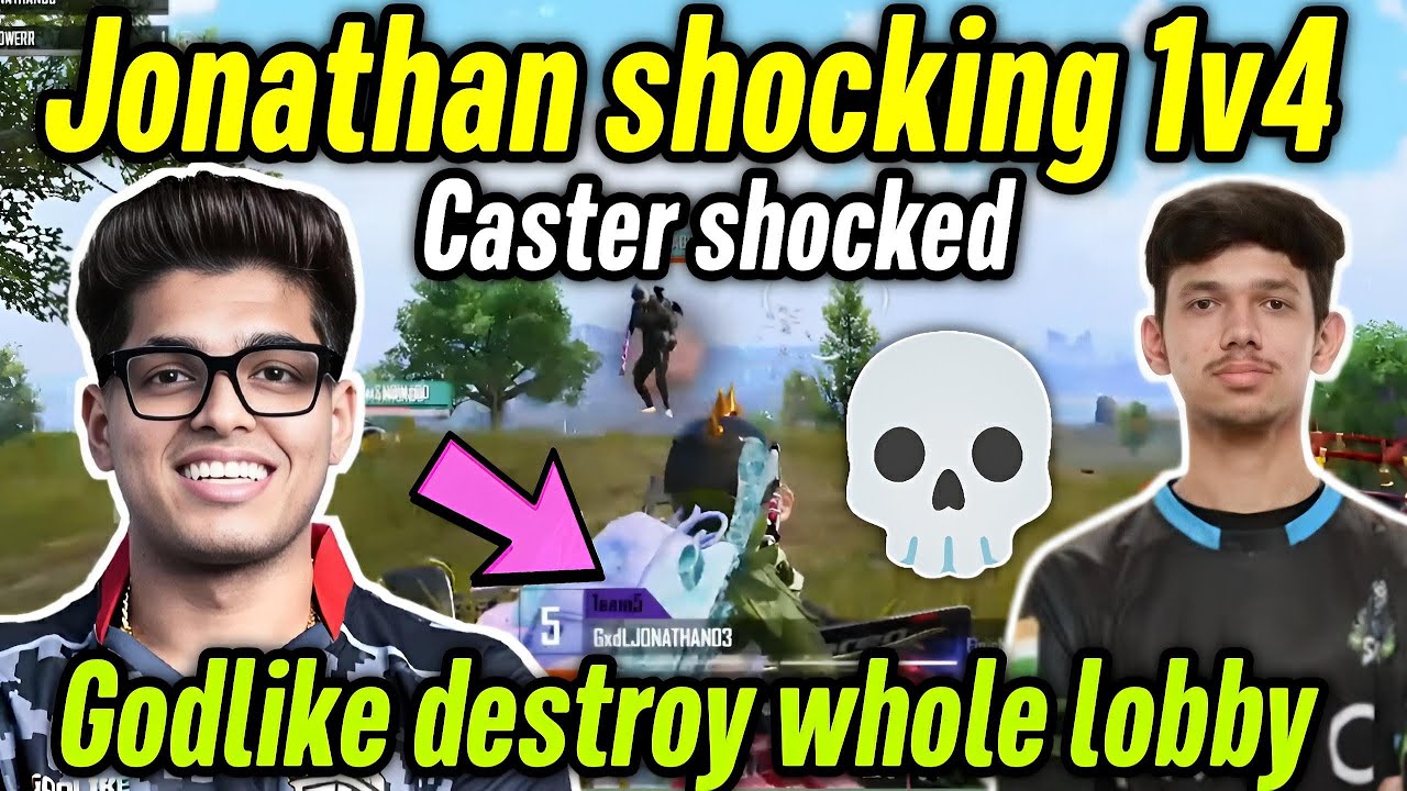 Jonathan shocking 1v4 clutch one sided domination 🥵 Godlike wipe back to back squads 🇮🇳