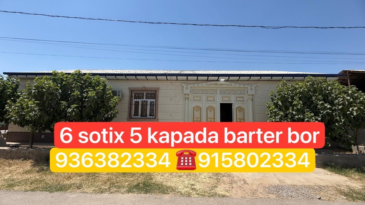 6 sotix 5 xonalik tayyor hovli BARTER BOR DOMGA || 936382334☎️915802334