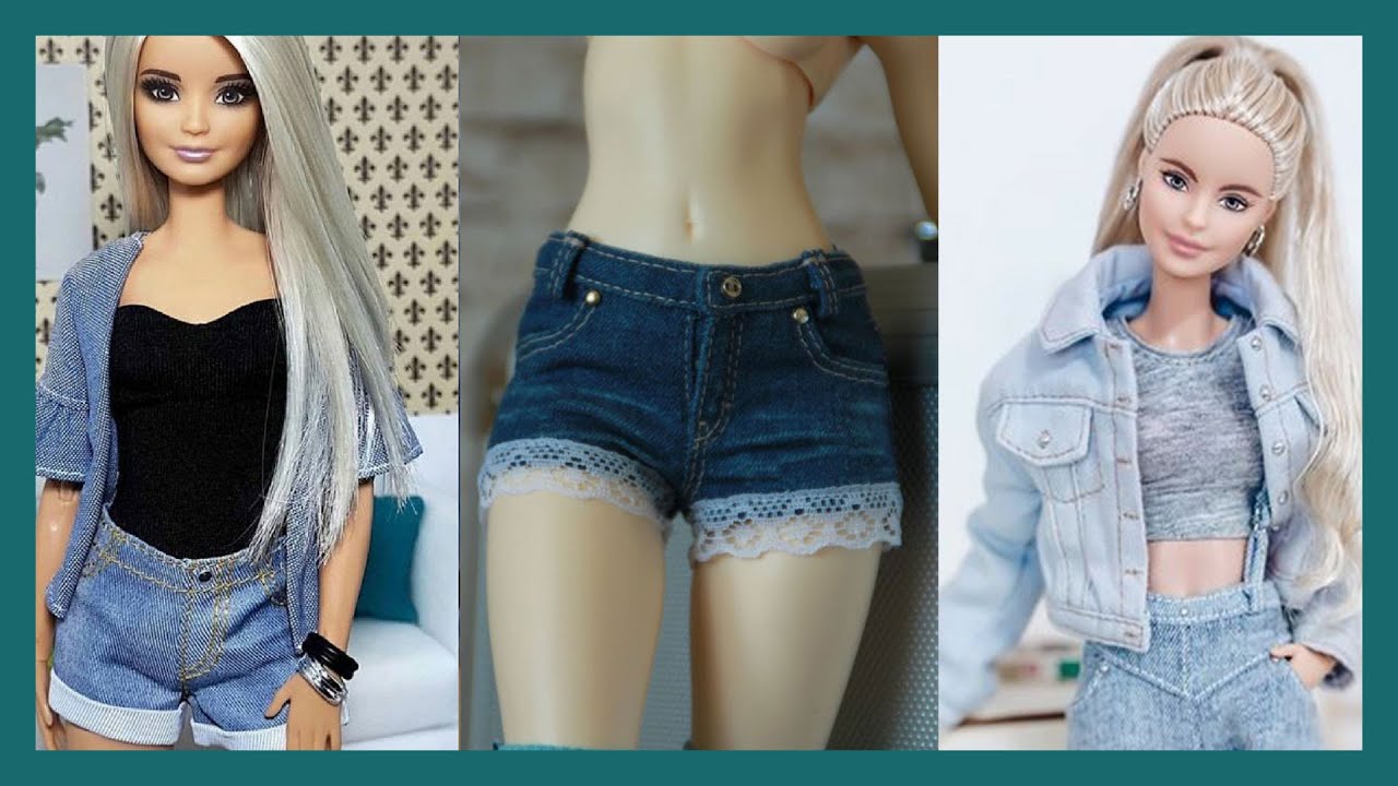 Cómo hacer una chaqueta jeans para Barbie y Shorts Jeans para barbie