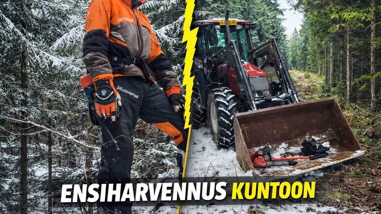 MetsäTyöMies tekee ajouraa. Ensiharvennus kuusikko. 🌲🌲🌲🌲
