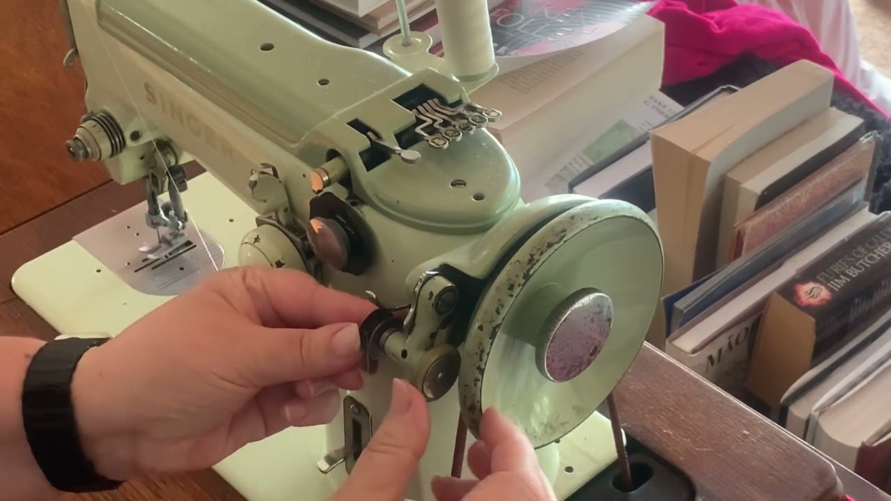 Bobbin winding on a treadle Singer 319k