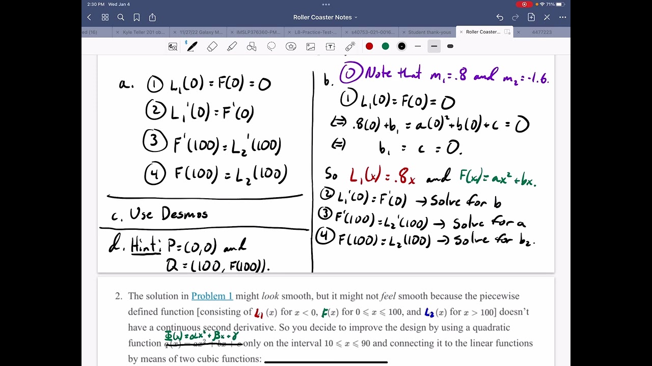 Calculus I Roller Coaster Writing Project: Problem 1