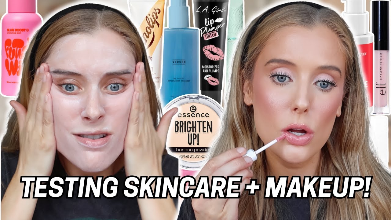 Full Face of New Drugstore Skincare + Makeup! Drugstore Makeup + Skincare First Impressions