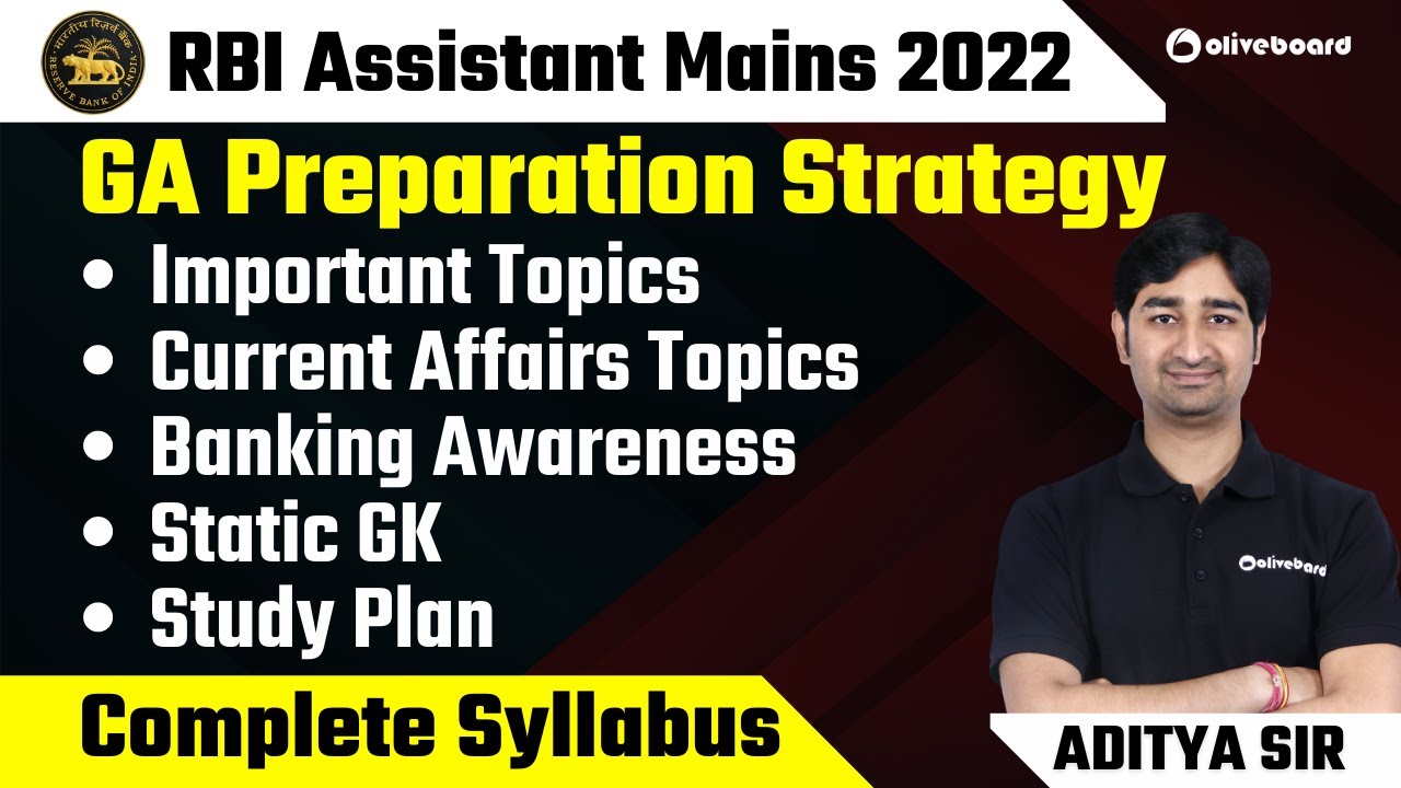 RBI Assistant Mains GA Preparation Strategy 2022 | Complete Syllabus and Study Plan | By Aditya Sir