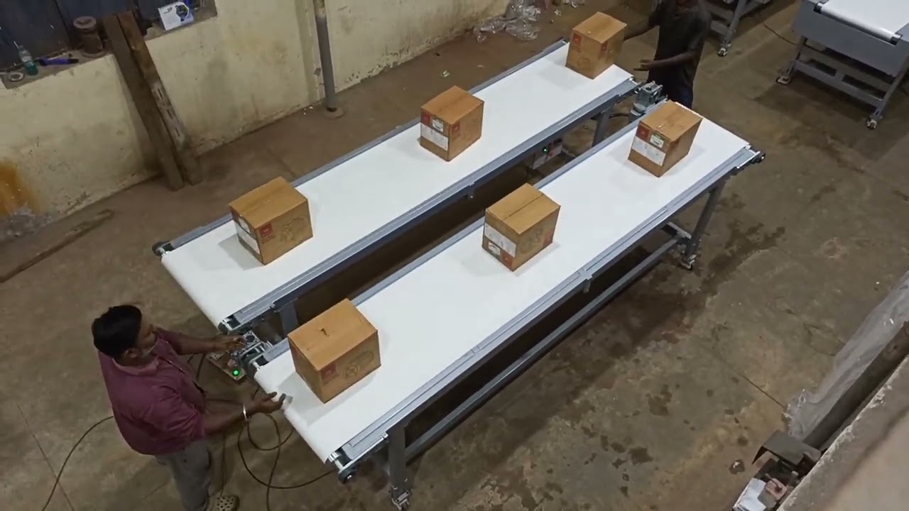 Carton Boxes Transfer Belt Conveyor | Packaging Line | MS Frame | Portable | Speed Adjustable