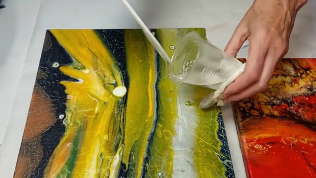 RÉPARATION VERNIS 🙂 avec RÉSINE ÉPOXY 👍sur une TOILE ACRYLIQUE🖼