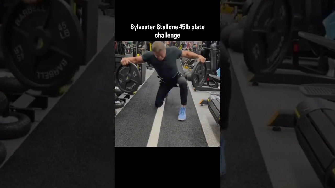 SYLVESTER STALLONE 45LB PLATE CHALLENGE!!? 🤯👀