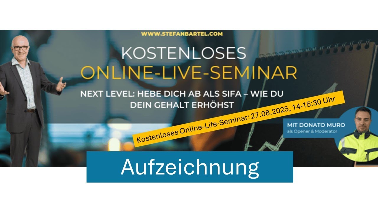 Online Life Seminar  Next Level, wie du als SiFa dein Gehalt erhöhst 2025 #stefanbartel