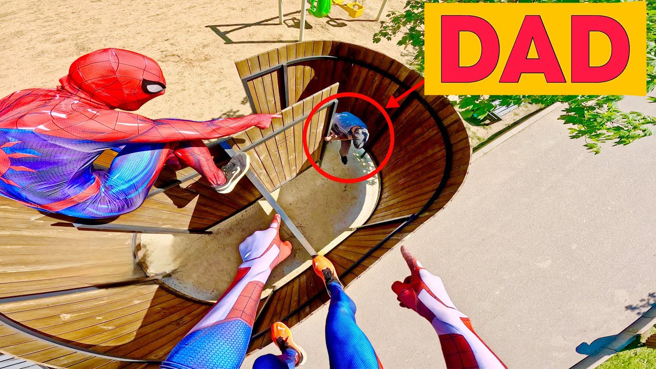 SPIDER-MAN TWINS ESCAPING ANGRY DAD (Action ParkourPOV Comedy)