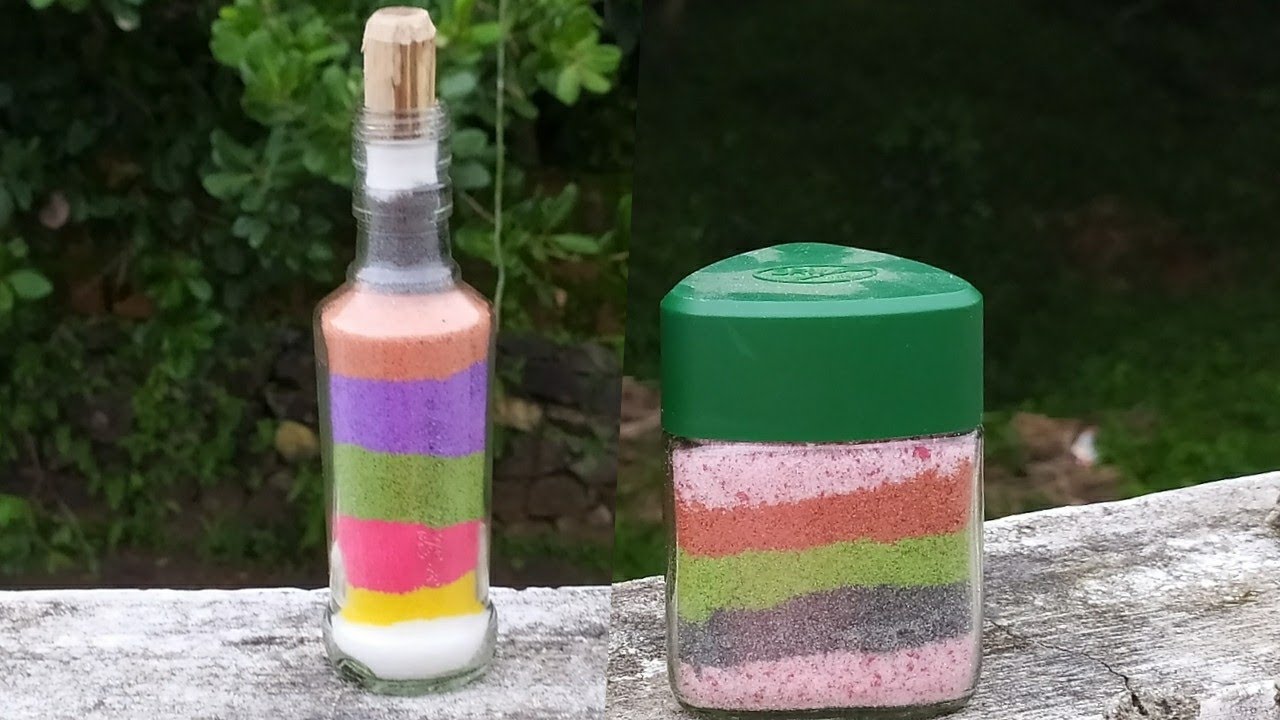 DIY Colourful Sand Art/Made With salt /Colored Sand in a glass bottle/
