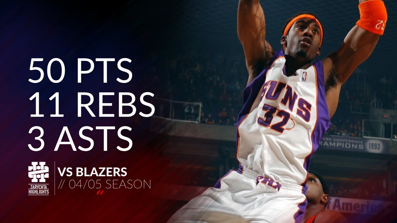 Amare Stoudemire 50 pts 11 rebs 3 asts vs Blazers 04/05 season