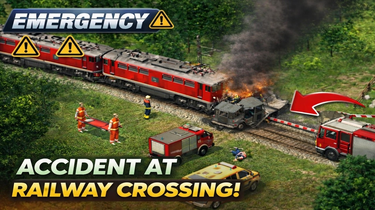 Emergency Game – Massive Train Crash at Railway Crossing! Can We Save Everyone? 🚨🔥
