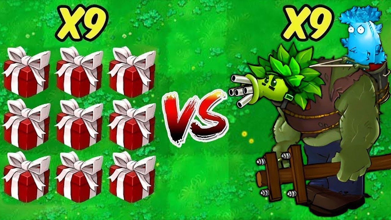 PVZ 1 Hybrid Challenge - 9 Red Plants Box VS 9 Gatling Gargantuar - Who Will Win?