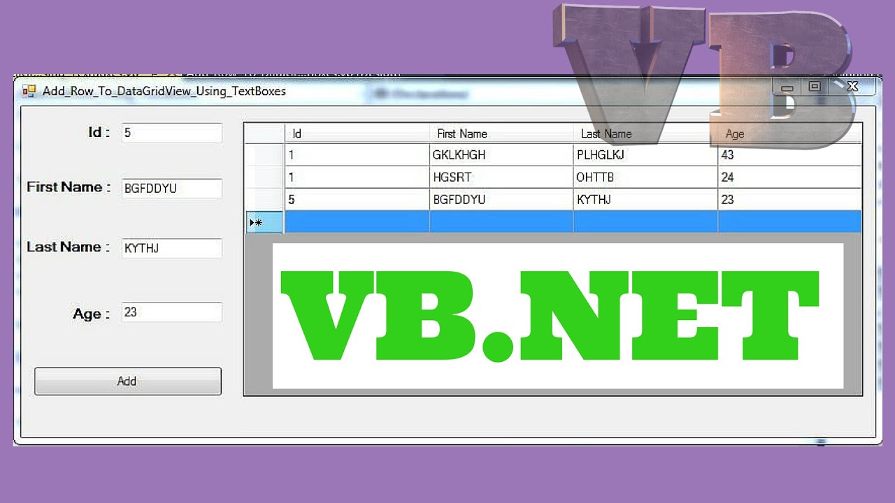 VB.NET - How To Add A Row To DataGridView From TextBox In VB.NET [ With Source Code ]