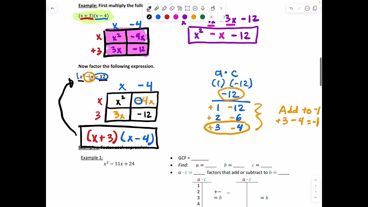 SM2A 5A Factoring Quadratics a = 1