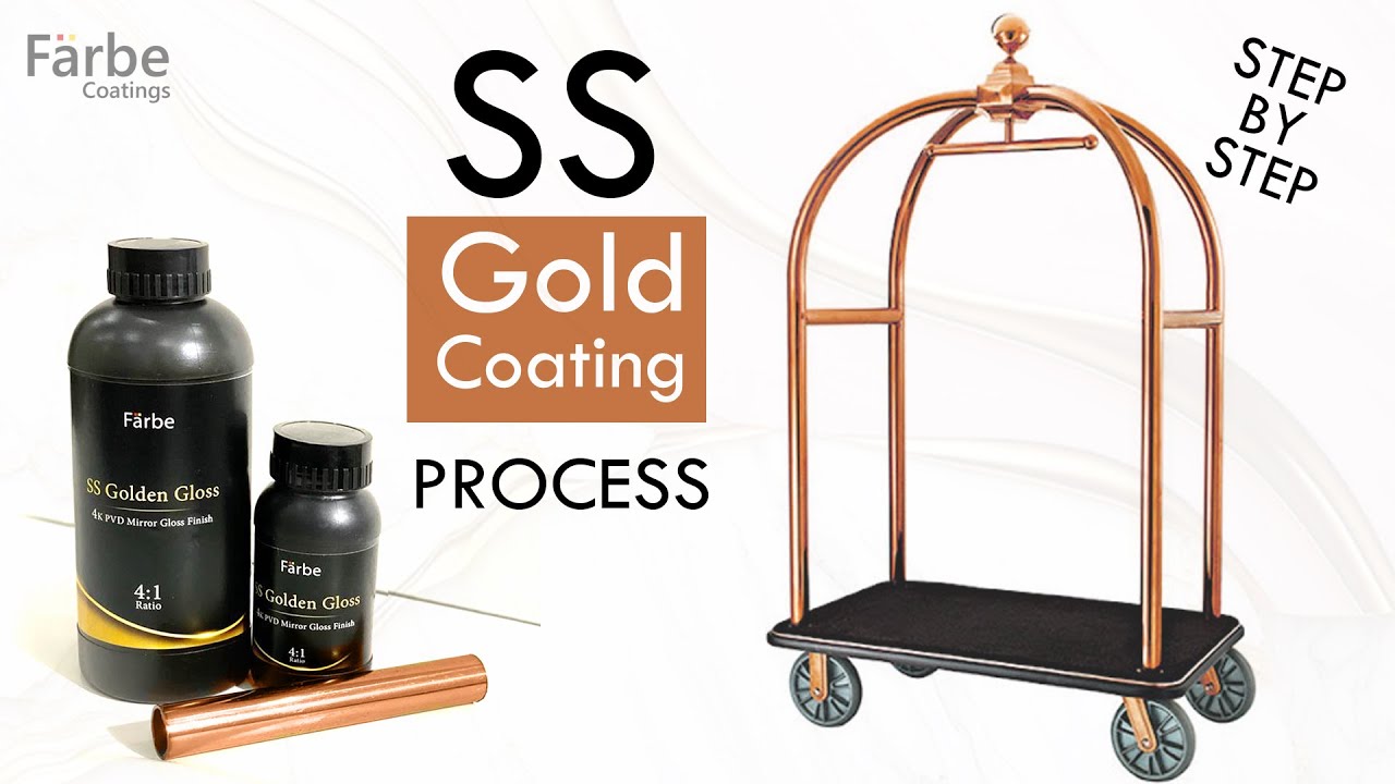 Rose gold spray pvd process on luggage cart - Farbe coating full process and tutorial video