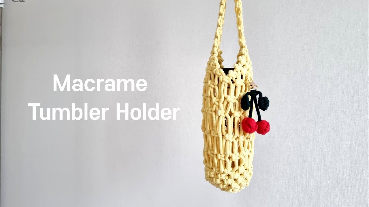 [Sub] Making a simple macrame tumbler bag / tumbler holder 초보자도 간단하고 쉽게 만드는 마크라메 텀블러백