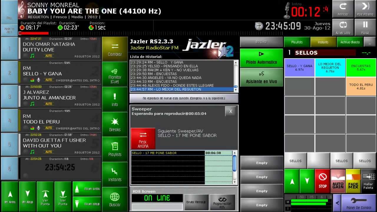 Programar: Sellos, pisadores, locuciones, sweepers, sobre las canciones en Jazler