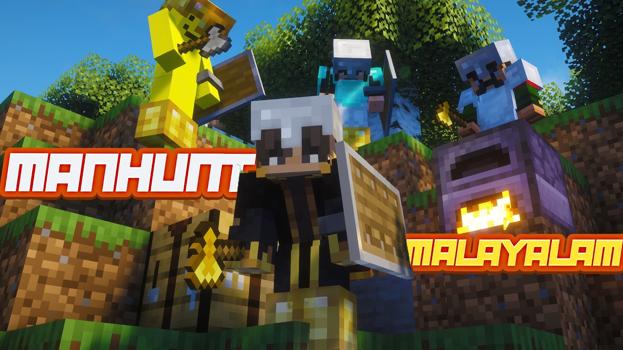 Minecraft Speedrunner VS 3 Hunters REMATCH | Malayalam | Qfie