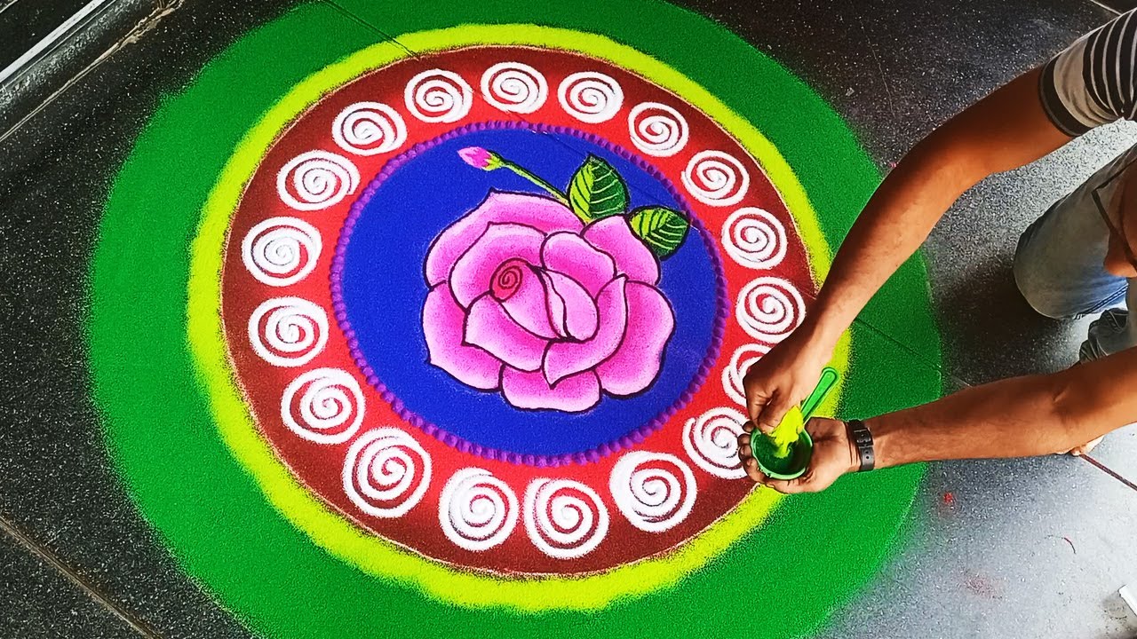 Welcome rangoli, Happy New year rangoli easy and attractive design step by step