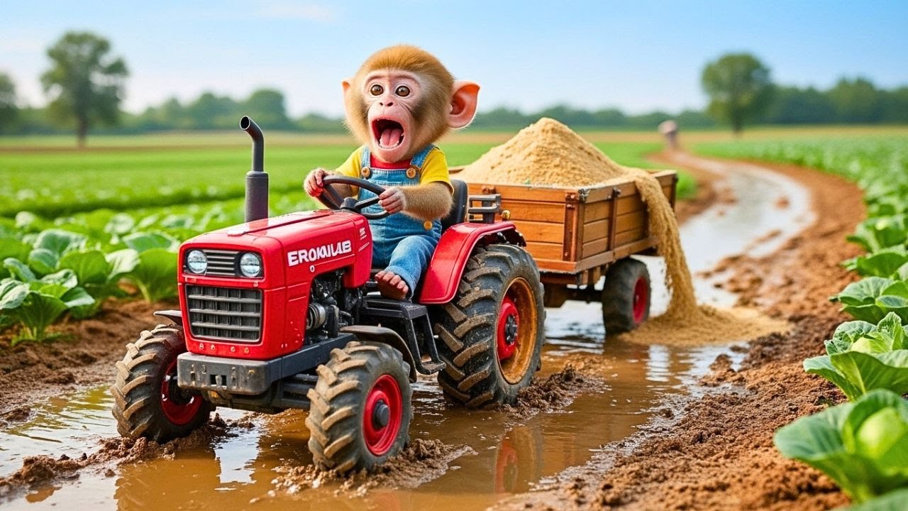 Nông Trại Khỉ Con - Khỉ Con Làm Đường Sau Cơn Mưa Lớn Và Bất Ngờ Nơi Vườn Táo