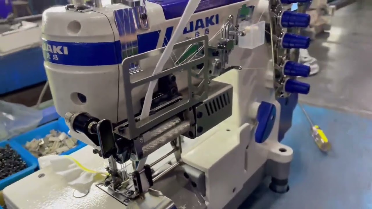 JAKI V1-05S step interlock machine elastic lace attaching #jaki #jakisewingmachine #interlock