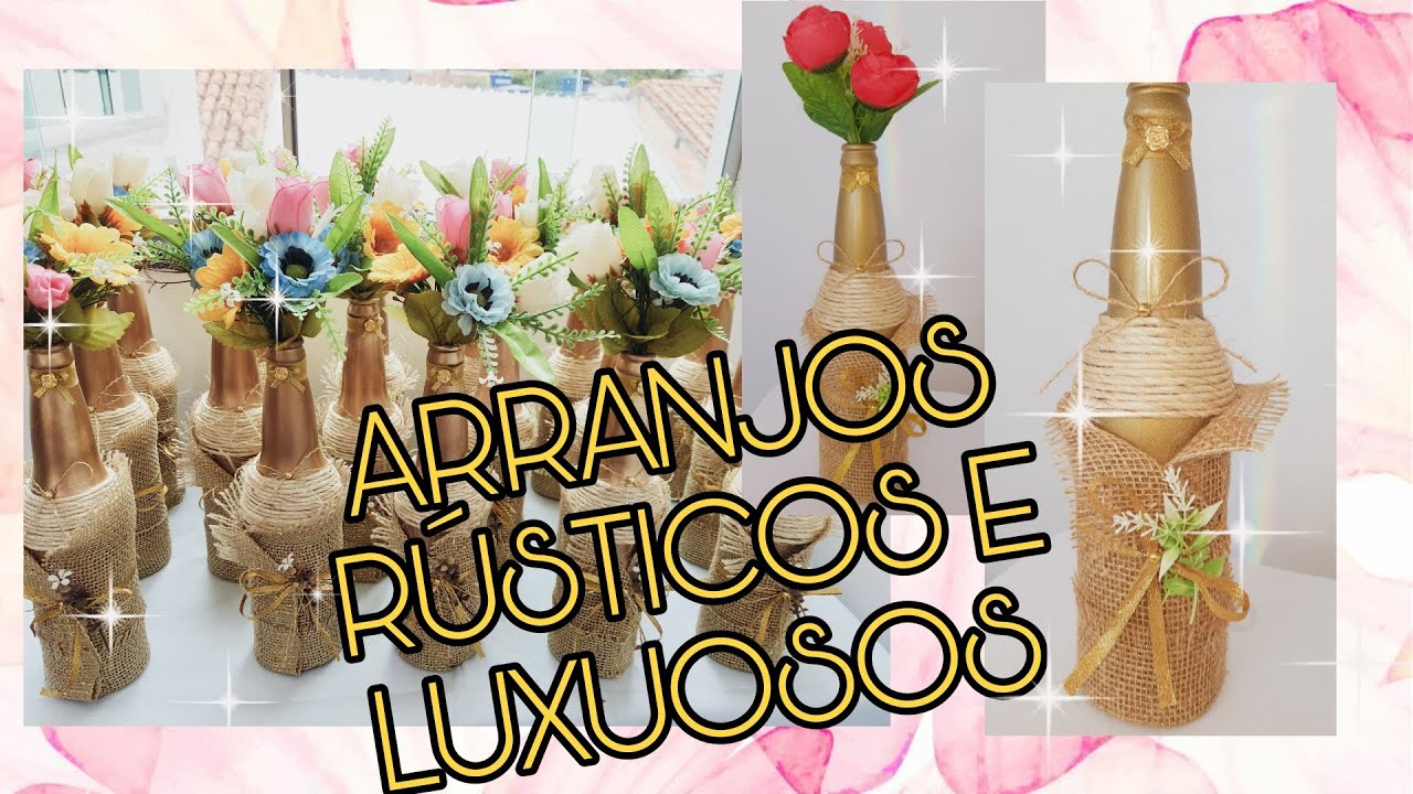 Como fazer uma garrafa de vidro decorada! RÚSTICA E LUXUOSA. Ornamentação para festas/PASSO A PASSO!