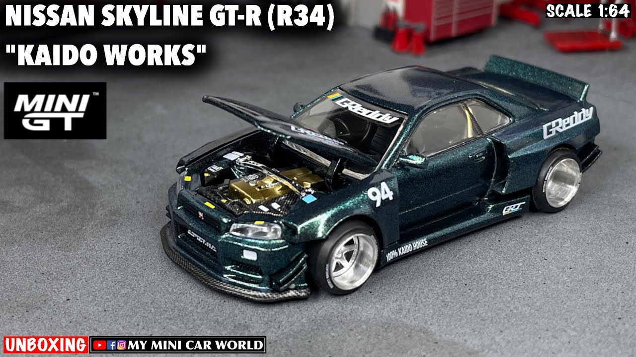 『MY MINI CAR WORLD』UNBOXING MINI GT 1/64 NISSAN SKYLINE GT-R (R34) KAIDO WORKS