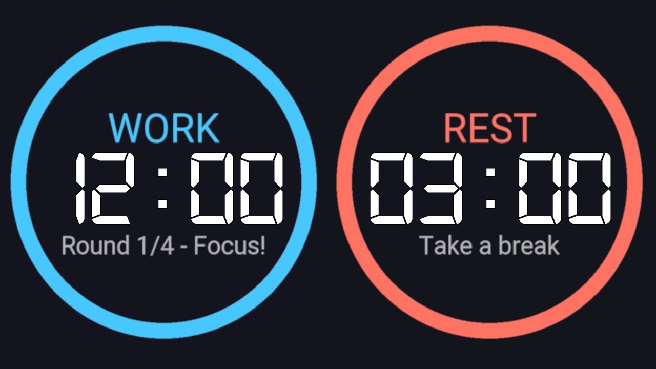 ⏰ 1 hour of Pomodoro Timer | 12/3 Focus Intervals ×4 🔔 Study & Work Timer with Beep Alerts - 60 Min