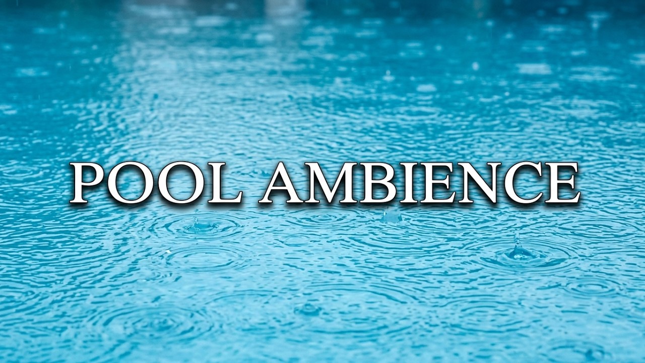 2HR 18MIN Looped Rain on Pool | Distant Train, Birds & Car Sounds | Calm Ambienceor