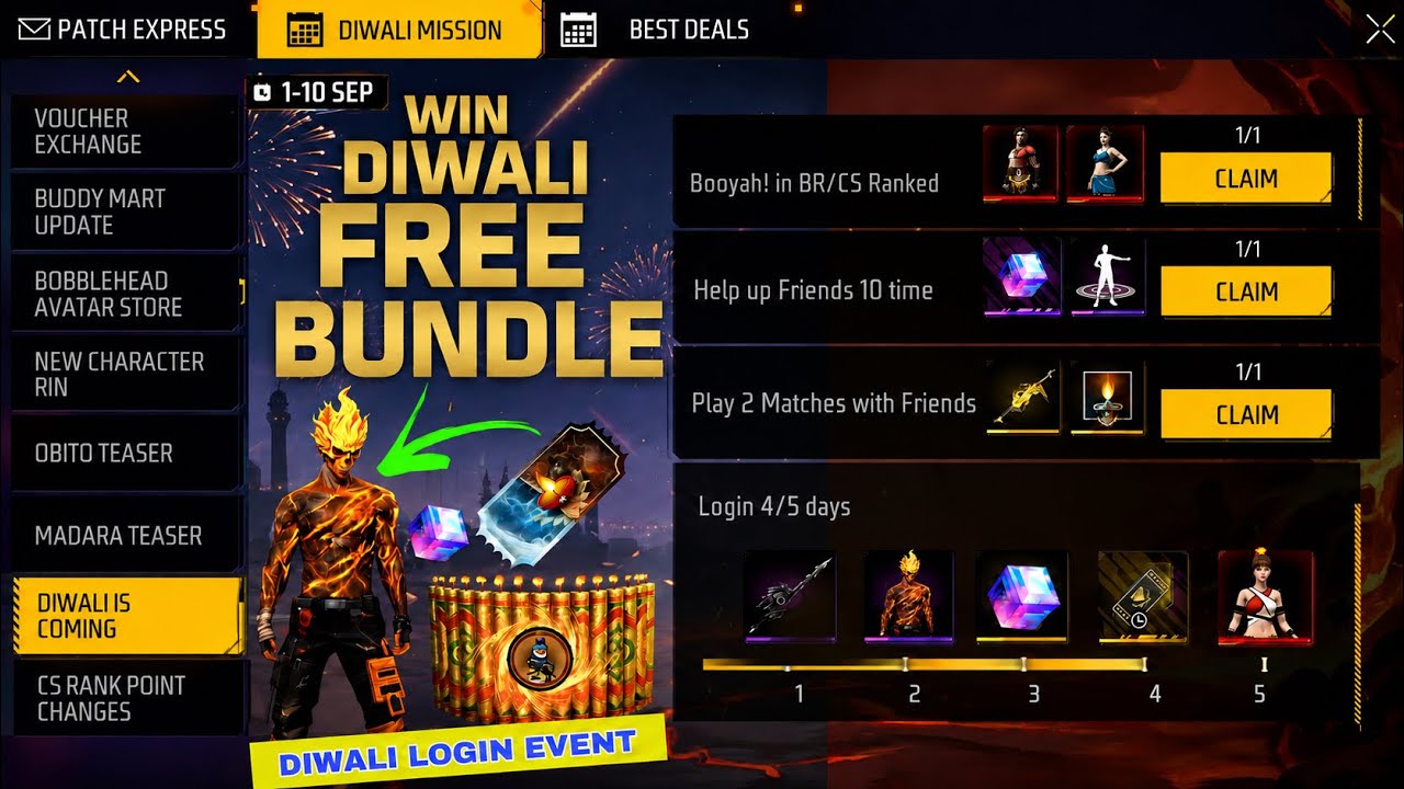 Diwali Event 2026 Free Rewards 🔥 Diwali Free Bundle + Free Magic Cube | Free Fire New Event