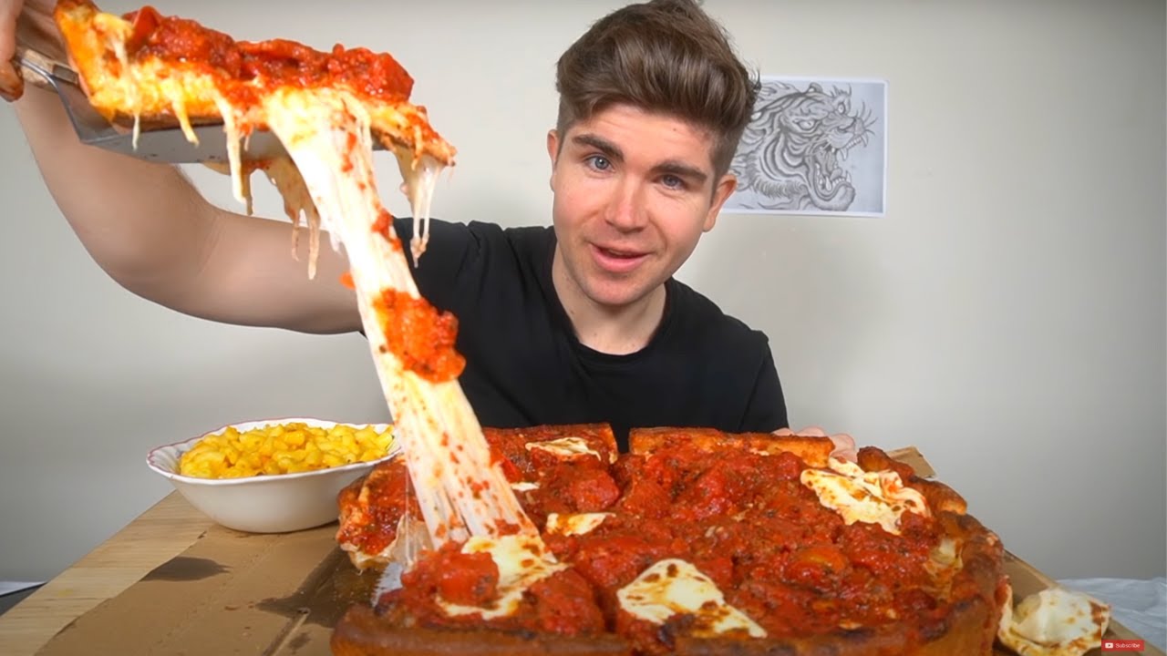 Giant Chicago Deep Dish Pizza Mukbang