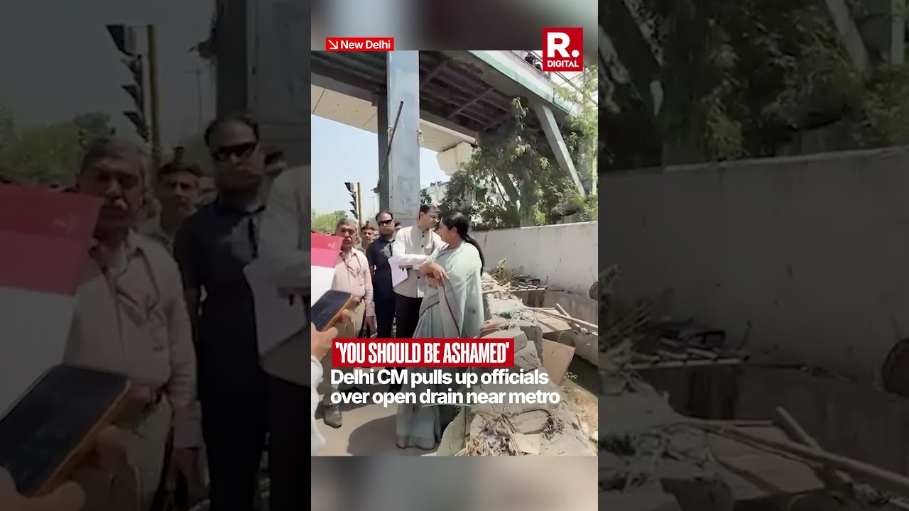 Delhi CM Rekha Gupta Pulls Up Officials Over Open Drain, Inspects PWD Projects In Scorching Heat