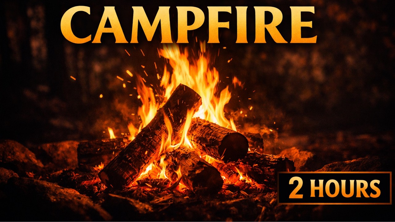 2 Hours Cozy Campfire Ambience 🔥 | Relaxing Fireplace Sounds for Sleep, Study & Stress Relief (4K)