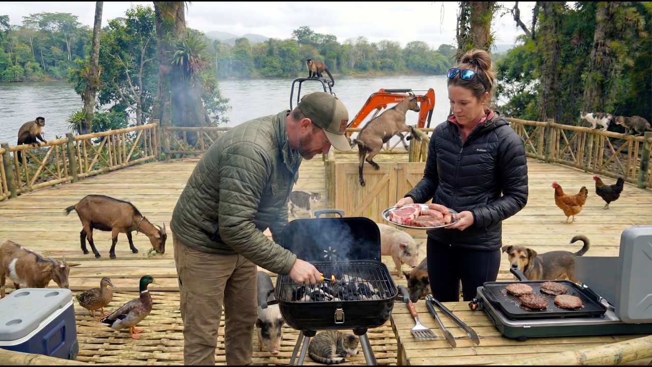 Outdoor and Set up camp in the jungle near the Amazon River