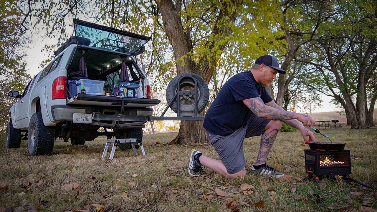 The Original Truck Camping Rig Is Back! - Propane Firepit Cooking In A Burn Ban