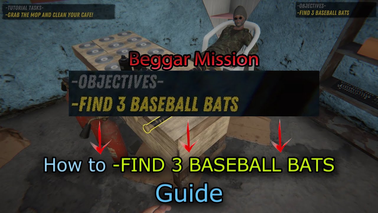 -FIND 3 BASEBALL BATS ✅  Internet Cafe Simulator 2 beggar mission guide 🌟