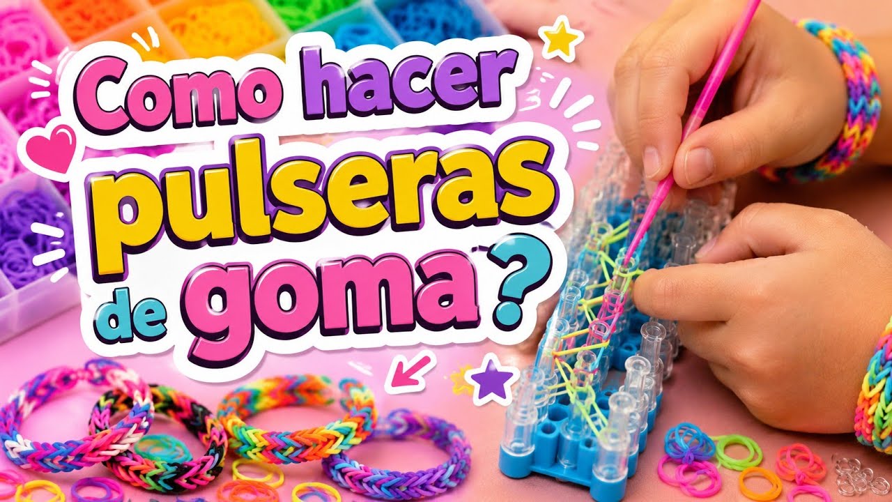 🟣 PULSERAS GOMAS 🟡 Pulseras hechas con gomitas ❤️#pulseras #pulserasgomas #colores #quehacerconniños