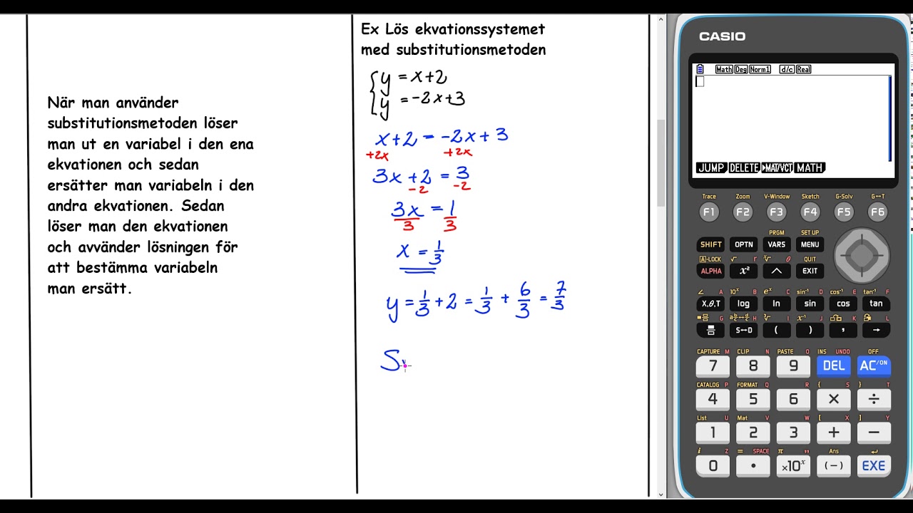 Matematik 2c Genomgång ekvationssystem substitutionsmetoden
