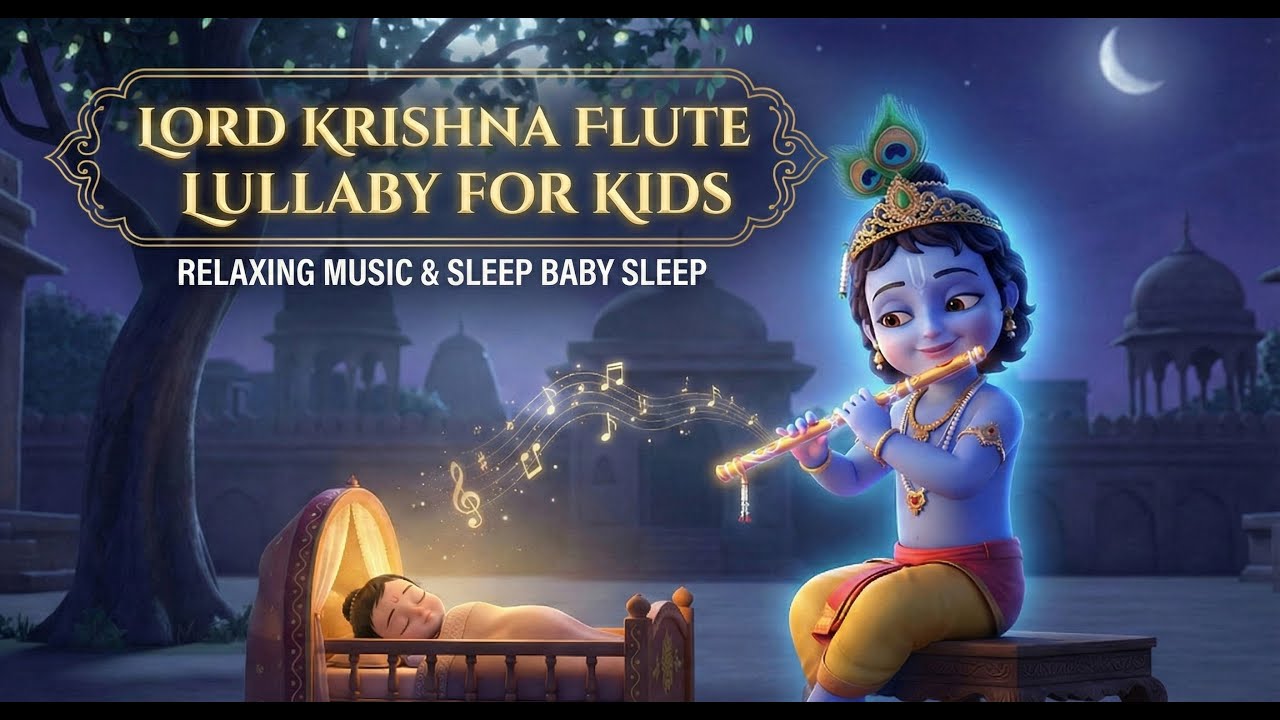 Lord Krishna Flute Lullaby for Kids 🌸 | Baby Sleep Music | Deep Sleep & Peaceful Night