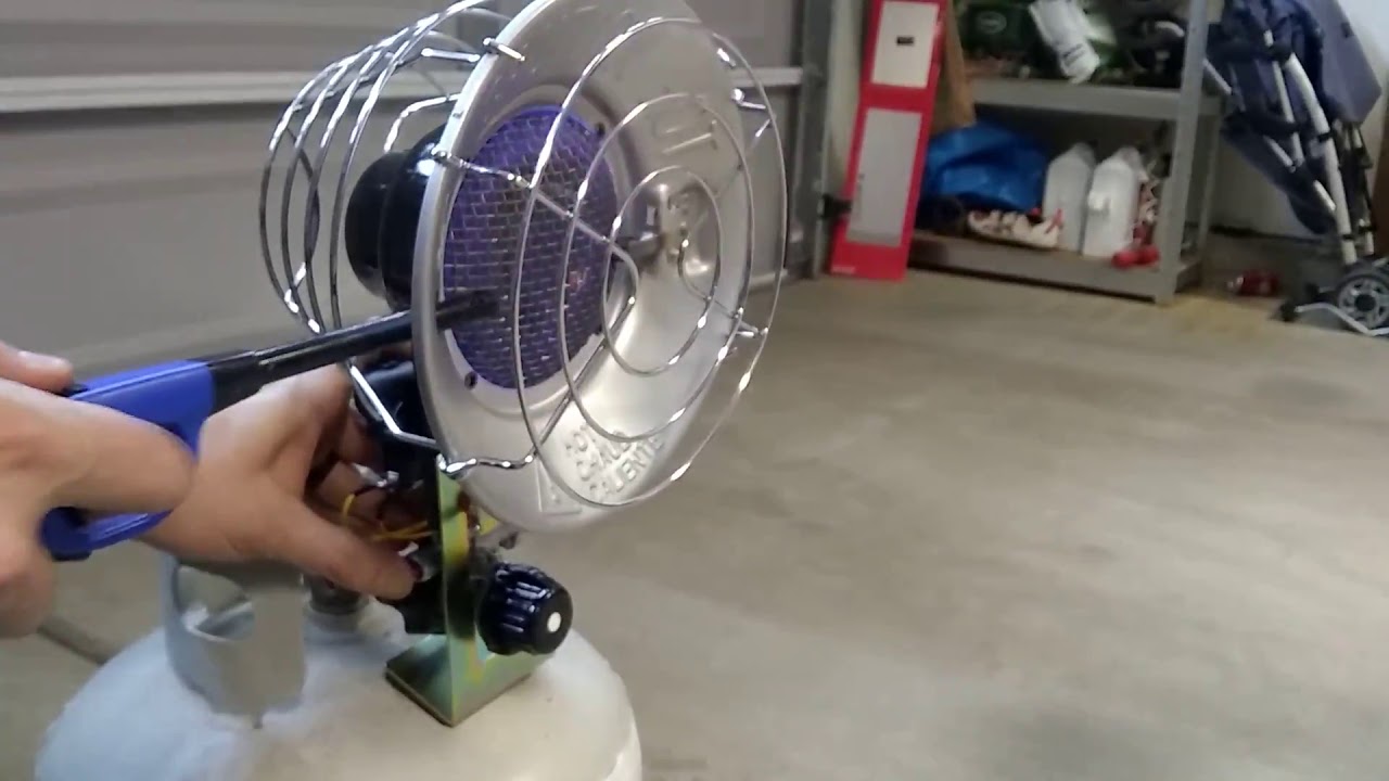 Lighting the Dyna-Glo Single Burner  Radiant Tank Top Propane Portable Heater