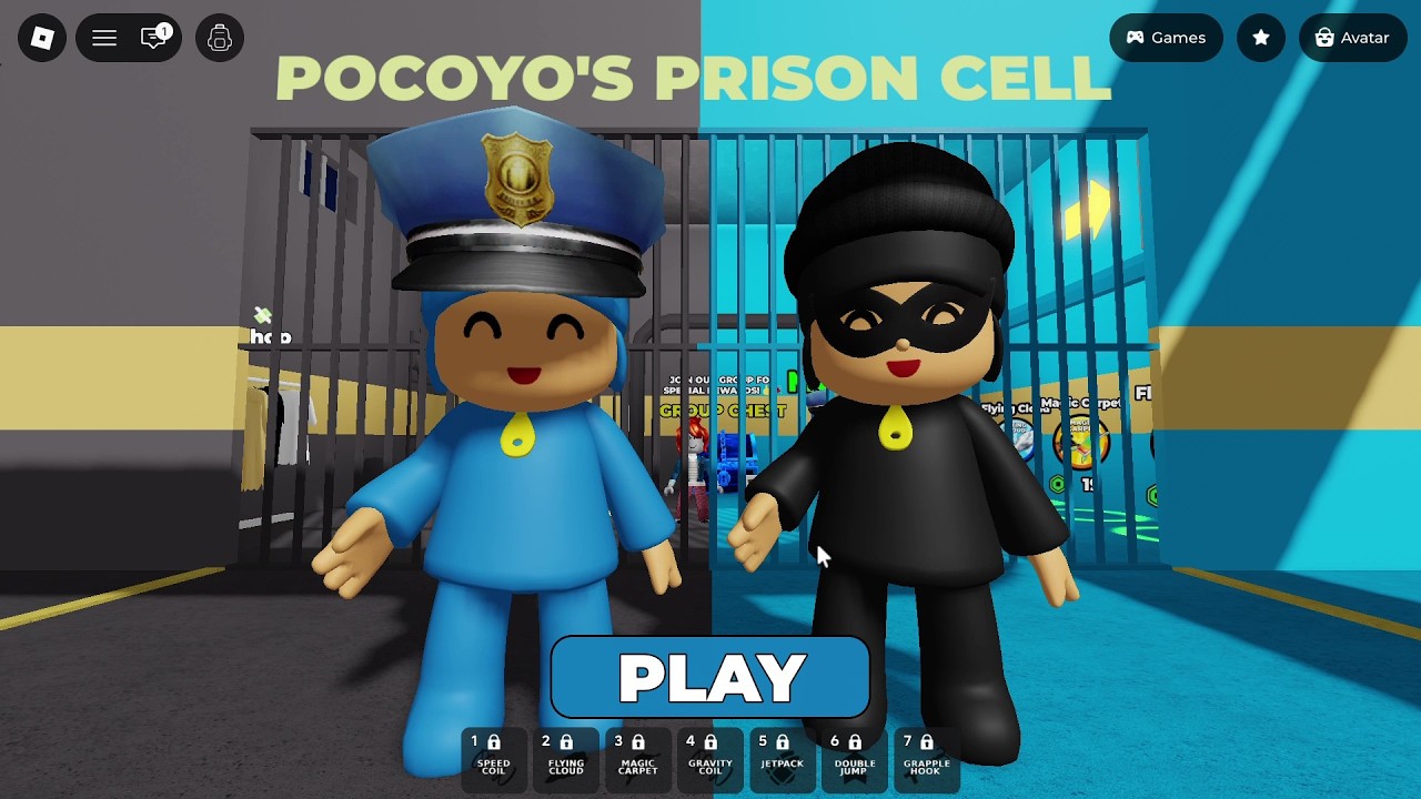POCOYO POLICE VS THIEF PRISON RUN! Obby roblox! Gameplay Walkthrough #roblox #obby