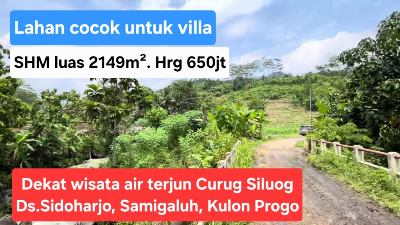 Lahan cocok untuk villa. View sawah terasering, sungai, dan gunung. SHM 2.149 m2 harga 650 jt nego