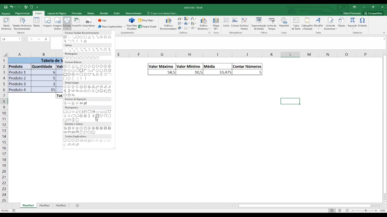 Como Inserir Formas no Excel