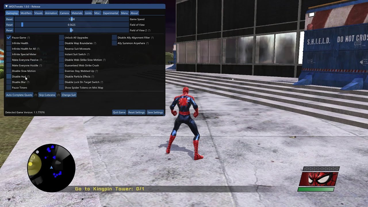 WOSTweaks 1.0 - Debug Menu for Spider-Man Web of Shadows  - [Release]