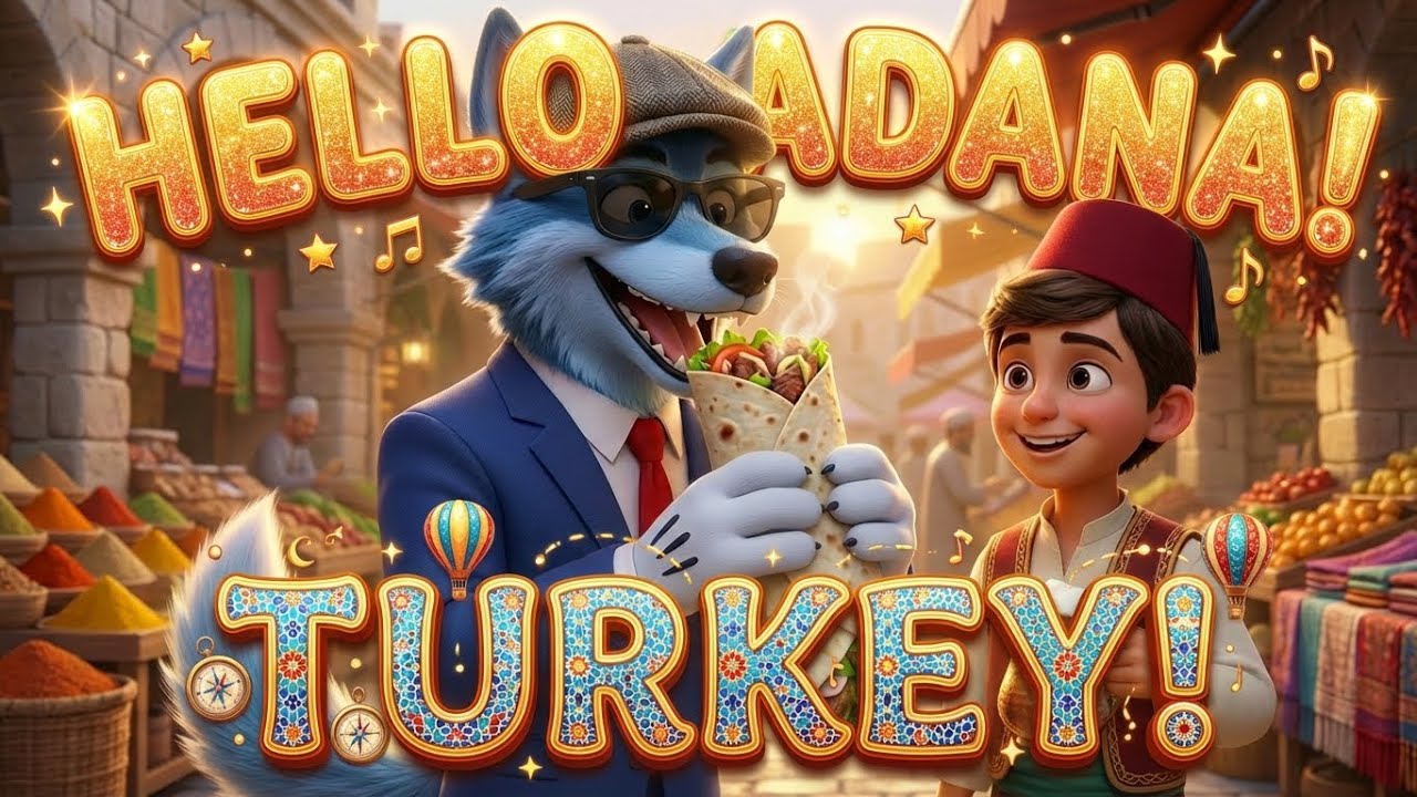 Hello Adana! 🇹🇷 City Song for Kids | Varda Bridge, Cotton Fields & Kebab 🚂🥙