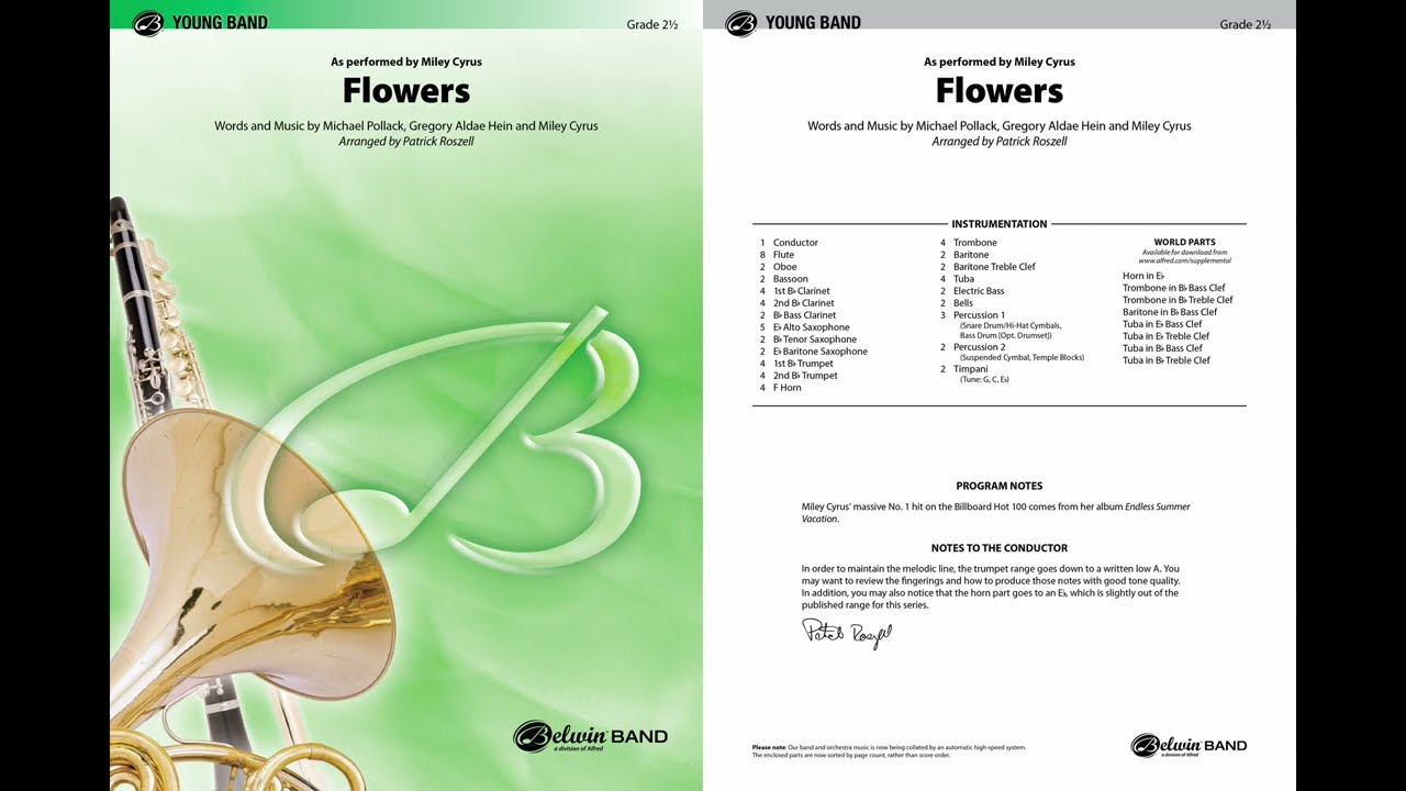 Flowers, arr. Patrick Roszell – Score & Sound