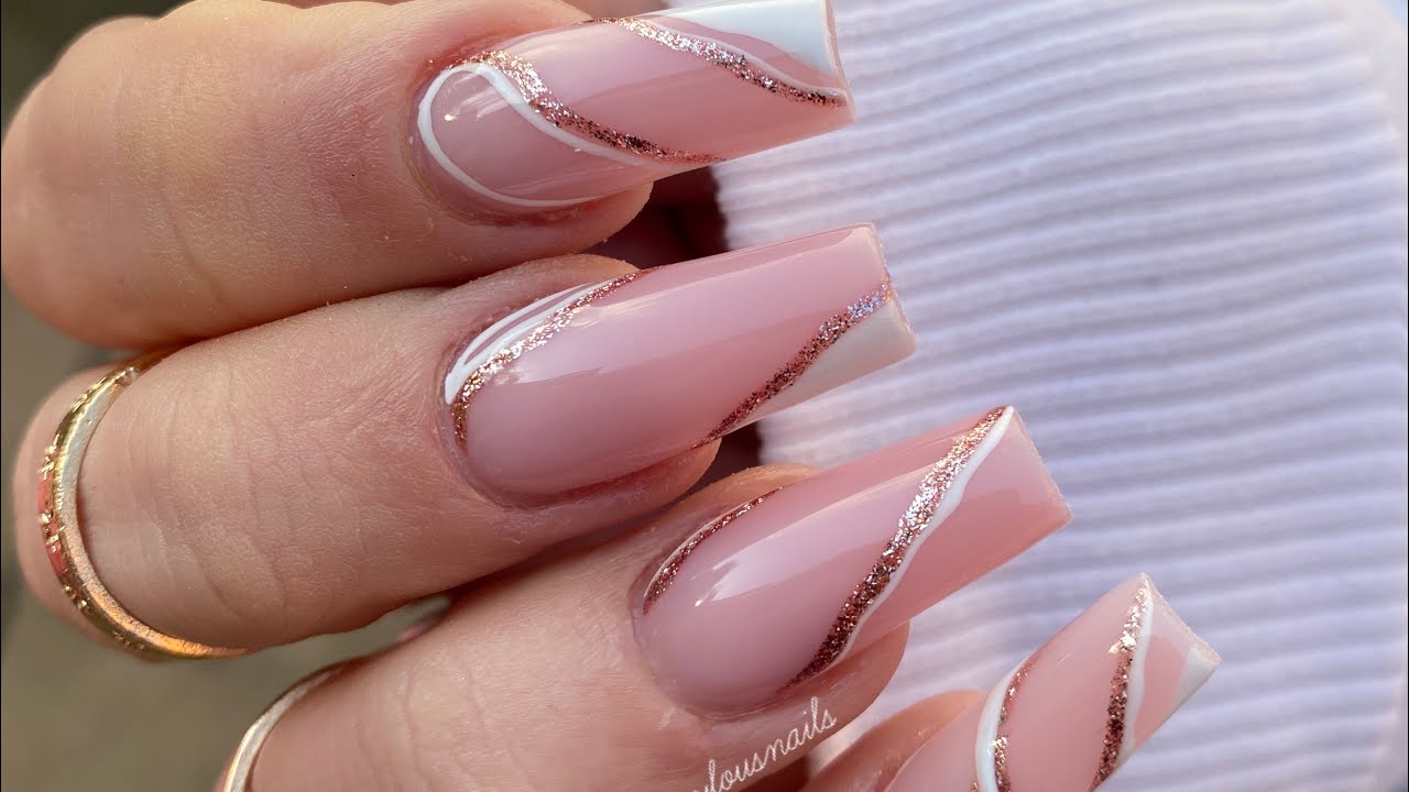 Long Coffin Nails with Gel design