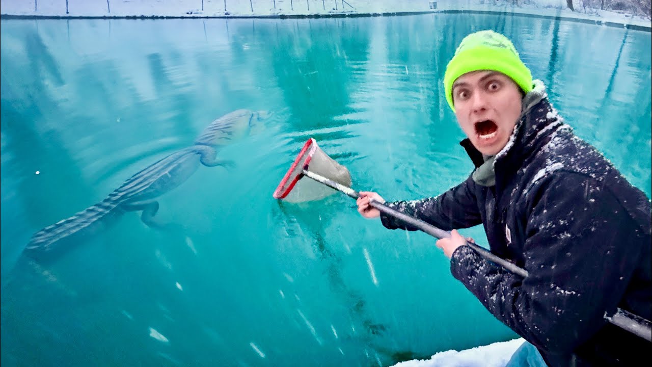 I (almost) Caught the Pond Monster in the Snow!!