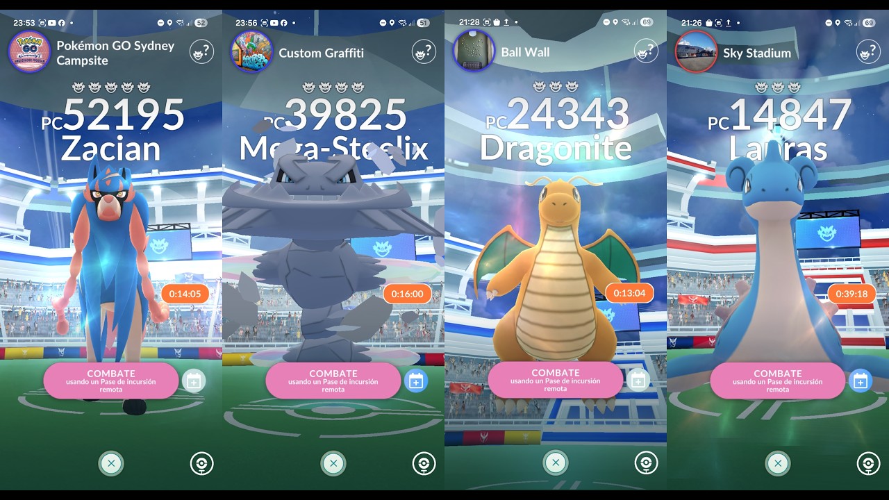 Invitaciones a ZACIAN MEGA STEELIX DRAGONITE POSIBLE FONDO Pokemon GO live Remote raid invites